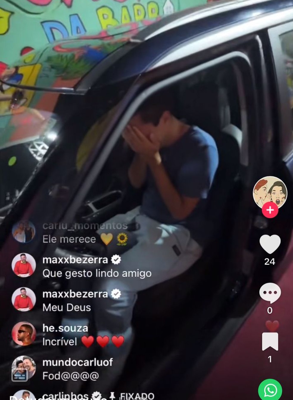 Carlinhos Maia presenteou funcionário com carro zero — Foto: Reprodução