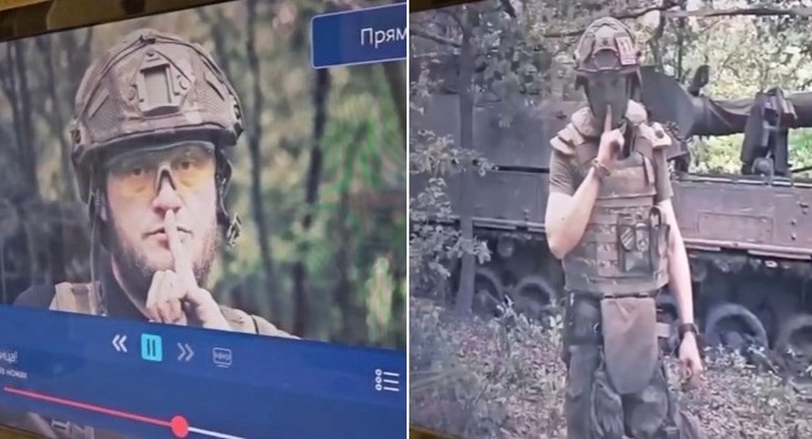TV russa é hackeada e soldados ucranianos surgem na tela fazendo sinal de silêncio