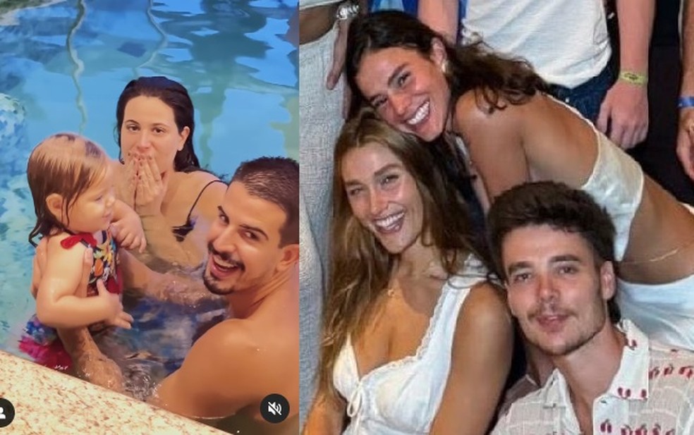 Enzo Celulari curte piscina com as irmãs em meio a polêmica de unfollow de Marquezine, Sasha e João Lucas — Foto: Reprodução
