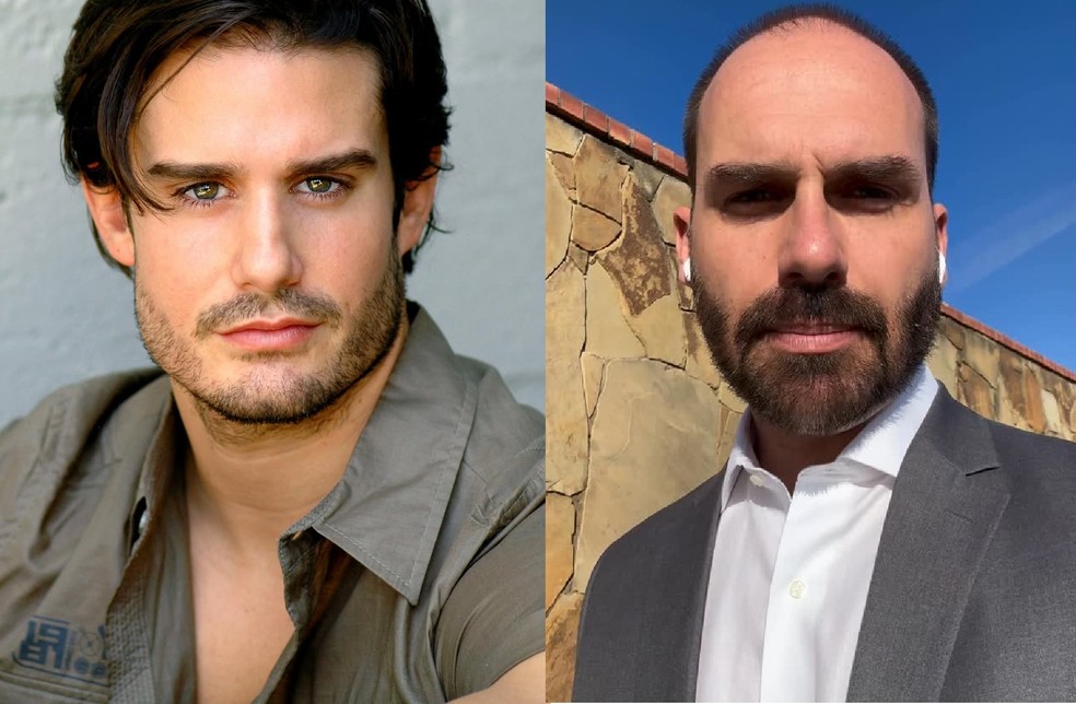 Eddy Finlay interpreta Eduardo Bolsonaro no filme "Dark horse" — Foto: reprodução/ instagram