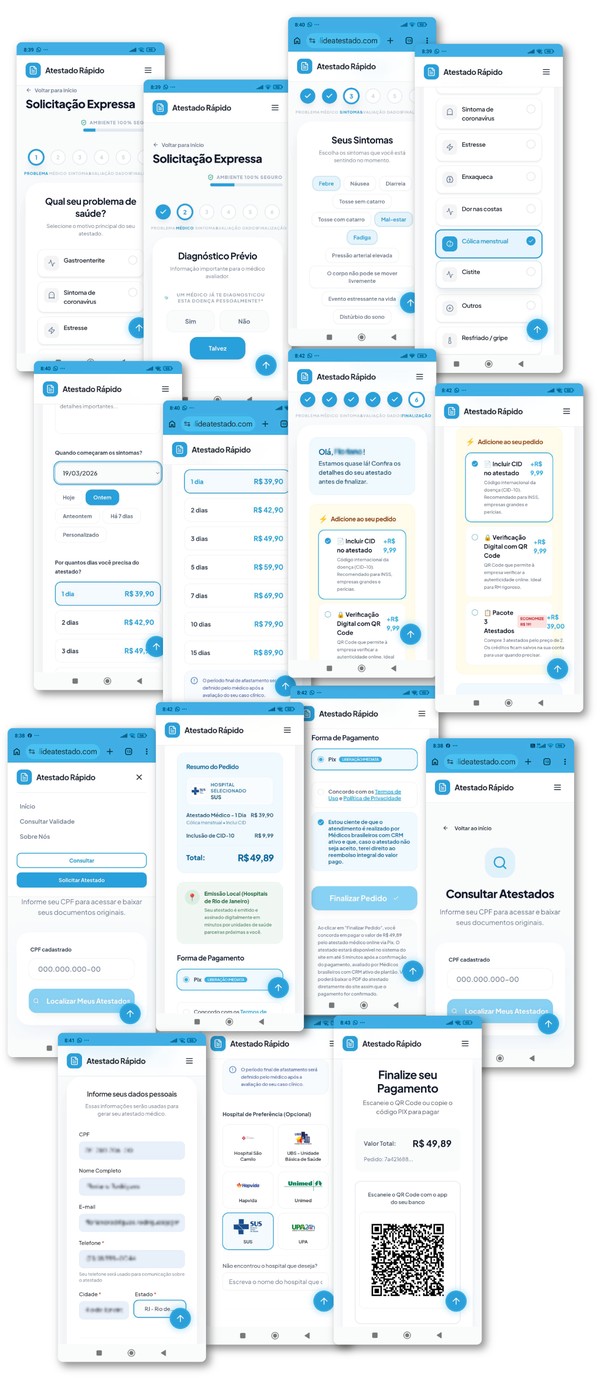 Venda de atestado pelo site Atestado Rápido é automatizada: sem consulta médica — Foto: Editoria de Arte