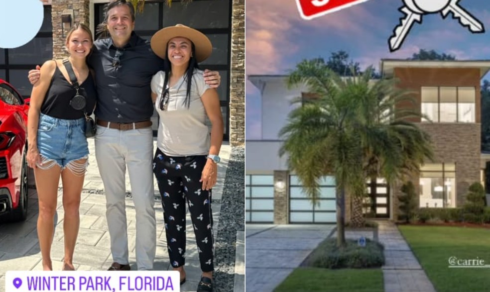 Marta comprou casa na Flórida com a namorada e companheira de time, Carrie  — Foto: Reprodução/Redes sociais