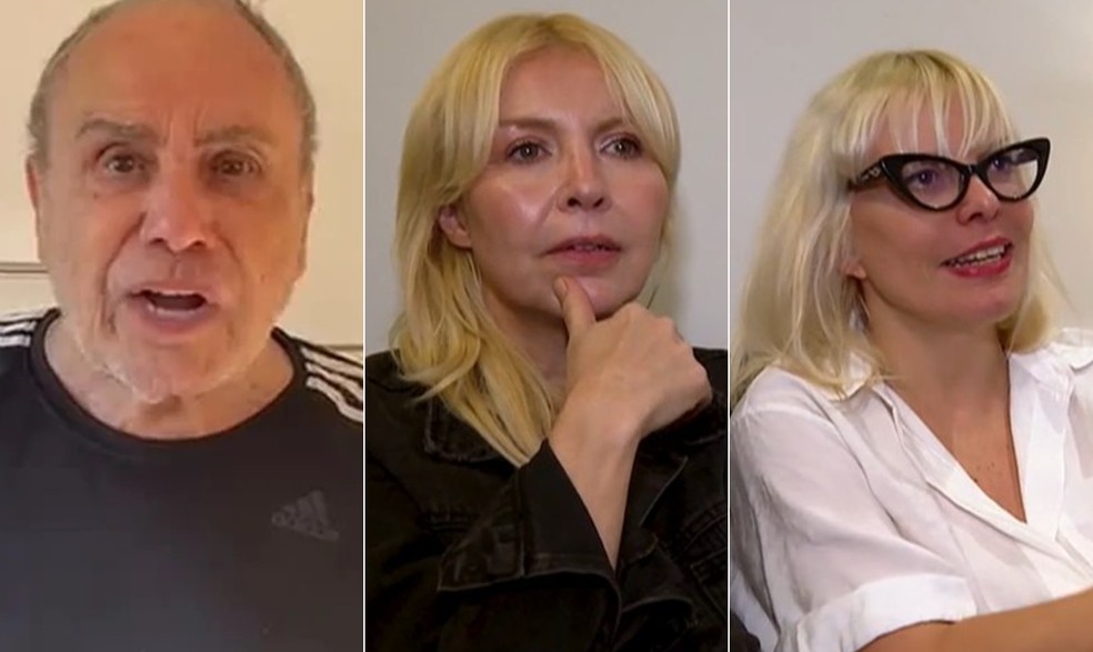 Stênio Garcia e as filhas Cássia e Gaya — Foto: Reprodução/Instagram e reprodução/Record TV