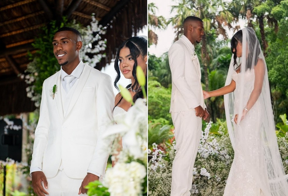 O casamento do jogador Rayan e Duda Santos — Foto: @thiago_porthix e @andrepx/ instagram