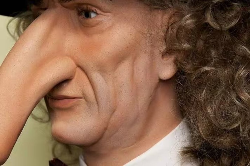 Thomas Wedders bateu o recorde por ter um nariz com comprimento de 19 cm — Foto: Guinness World Records/Divulgação