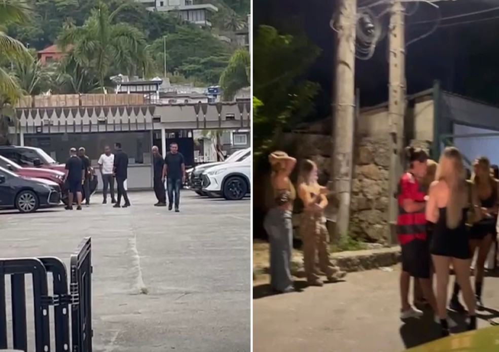 Festa privada dos jogadores do Flamengo tem mais de 200 mulheres, várias barraras e polícia na porta — Foto: Sandro Cardozo