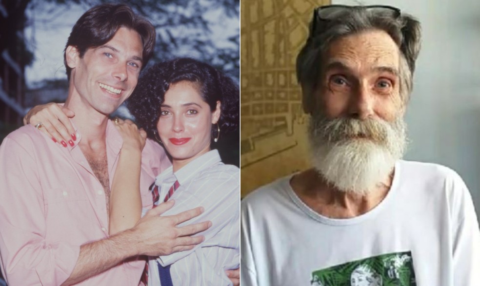 Eduardo Tornaghi com Christiane Torloni em 'A gata comeu' e atualmente — Foto: Arquivo; Reprodução