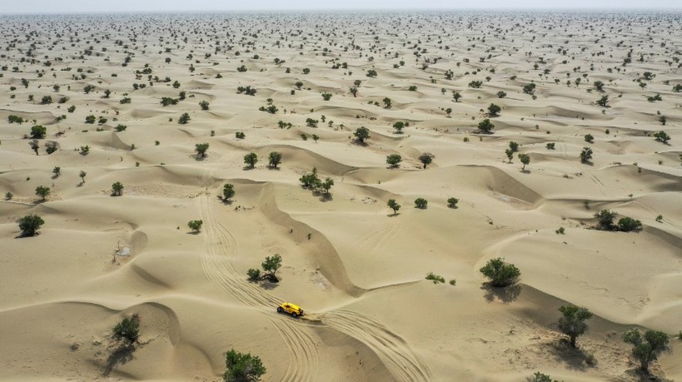 Deserto conhecido como 'Mar da Morte', na China — Foto: Reprodução