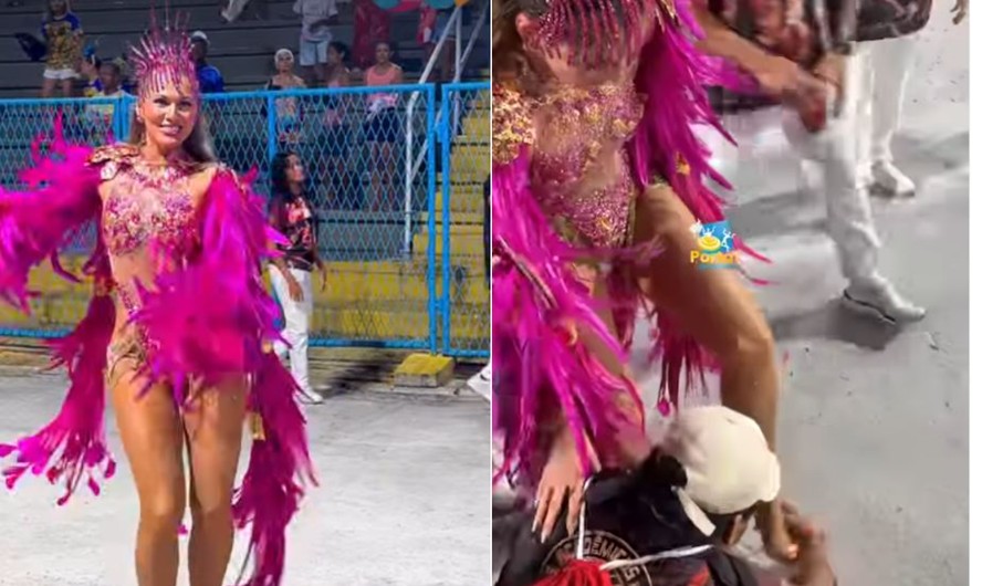 Imprevisto na Sapucaí: Sandália de Lívia Andrade quebra durante ensaio técnico do Salgueiro