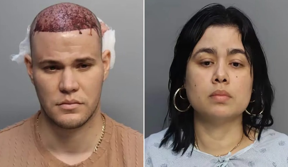Eugenio Ernesto Hernandez-Garnier e Yusleydis Blanca Loyola: presos ap&oacute;s confus&atilde;o em avi&atilde;o na Fl&oacute;rida &mdash; Foto: Divulga&ccedil;&atilde;o/Miami-Dade Corrections & Rehabilitation