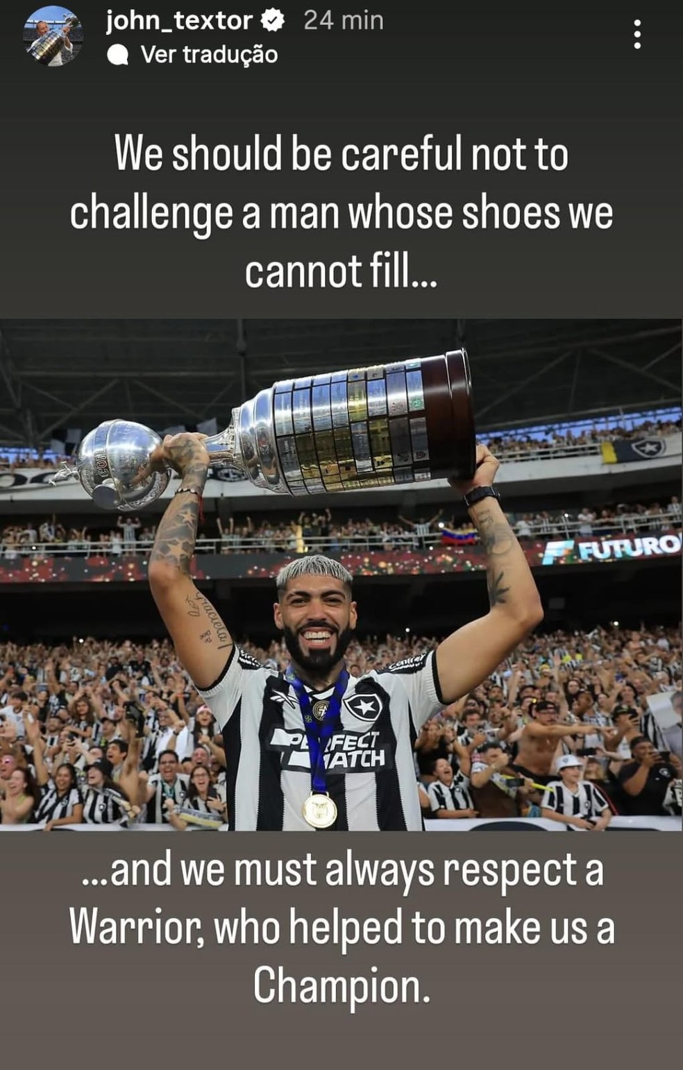 John Textor defende Barboza — Foto: Reprodução