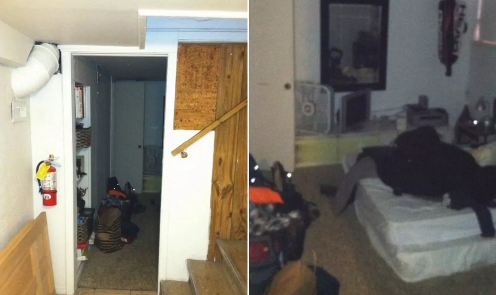 Ao arrombarem a porta do porão, os inquilinos descobriram um quarto completo e habitado