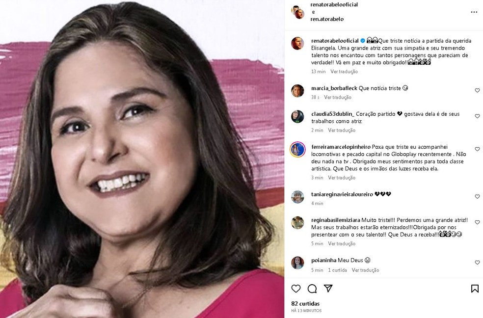 Artistas lamentam morte da atriz Elizangela: 'Brilhou da infância