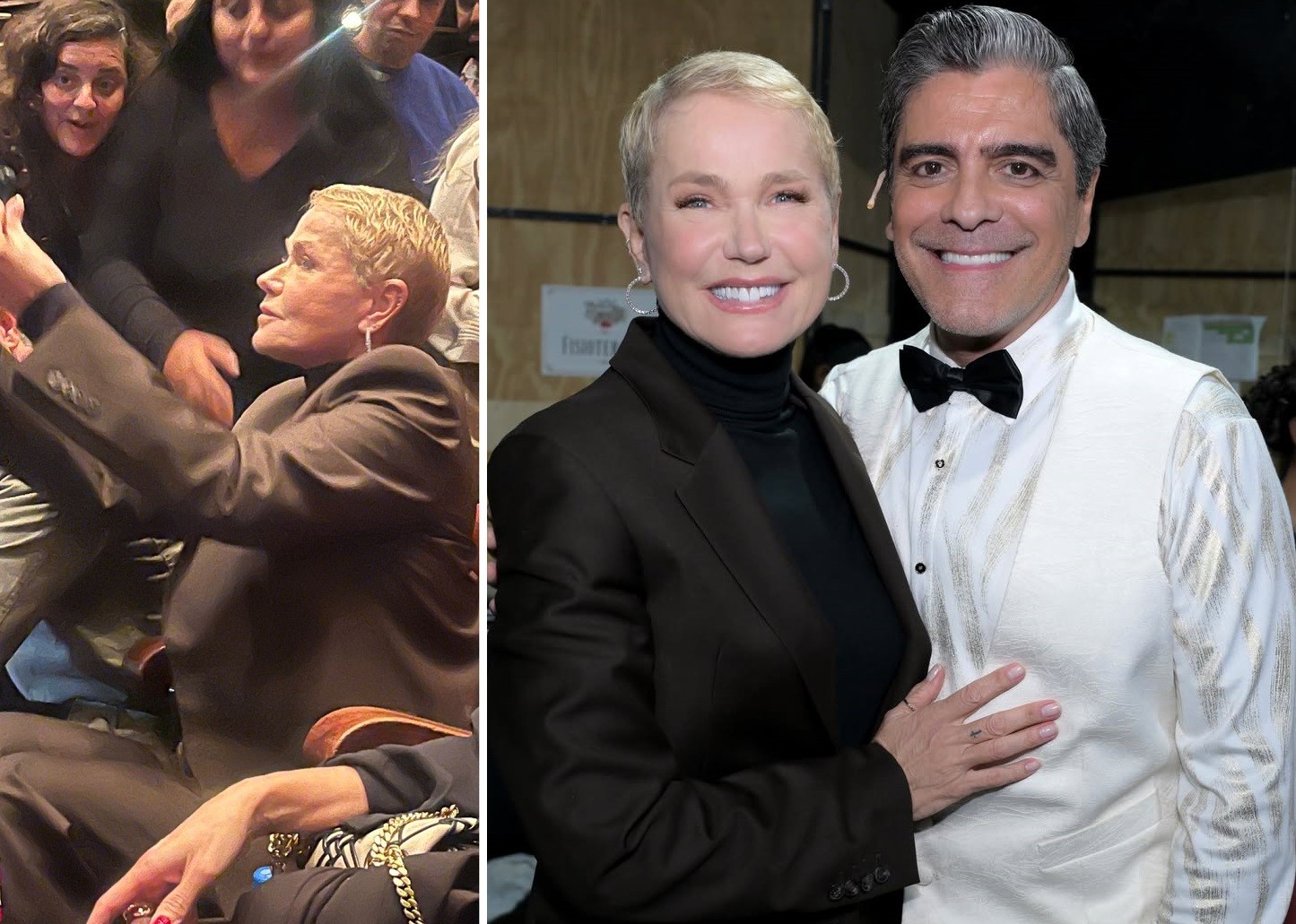 Xuxa prestigia estreia de Junno no teatro ao lado de ex-paquitas