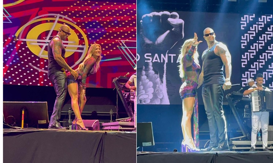 Lore Improta se empolga em show com Leo Santana no Rio