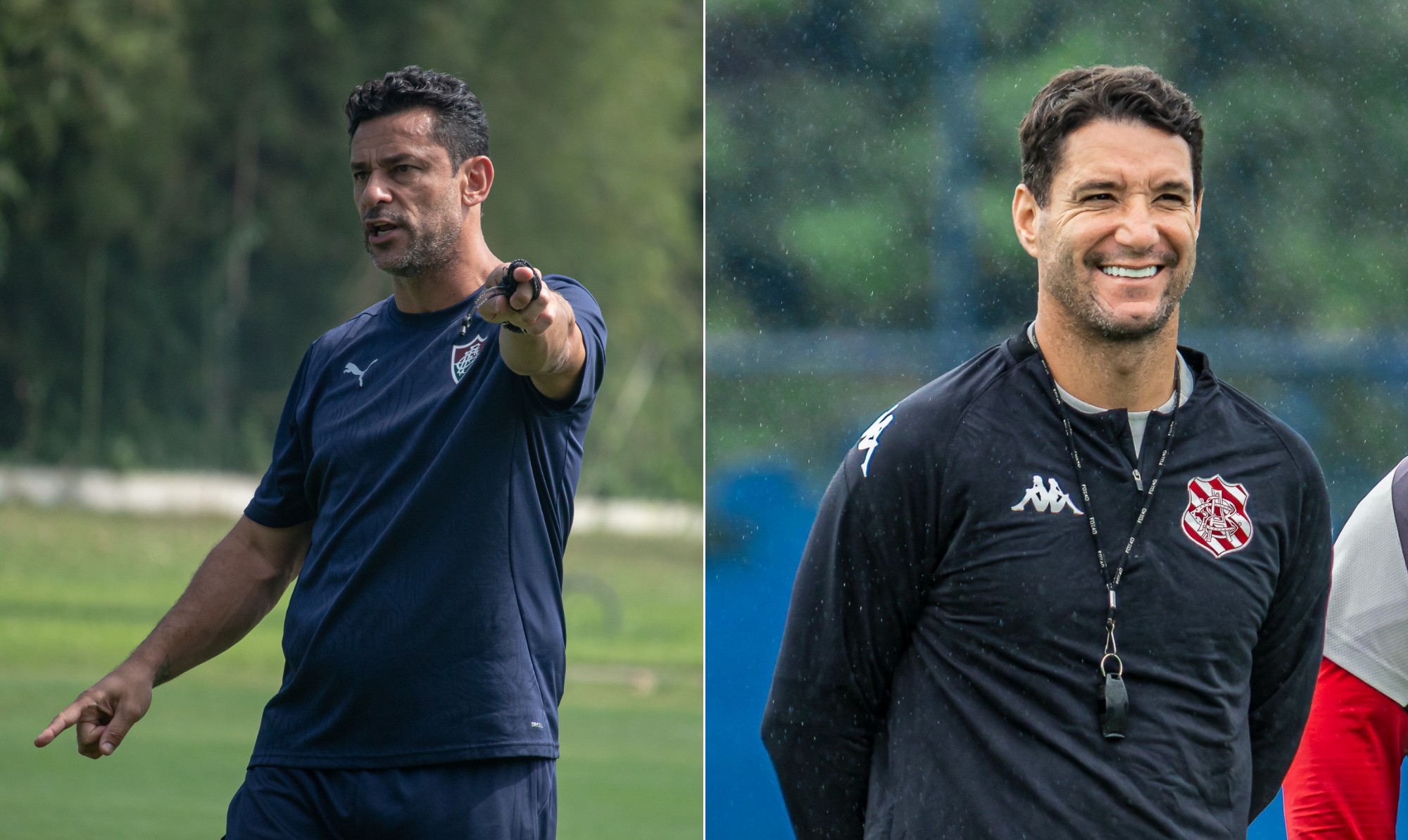 Ídolos do Fluminense e amigos, Fred e Thiago Neves se reencontram à beira do campo em Xerém pelo sub-20 do Carioca