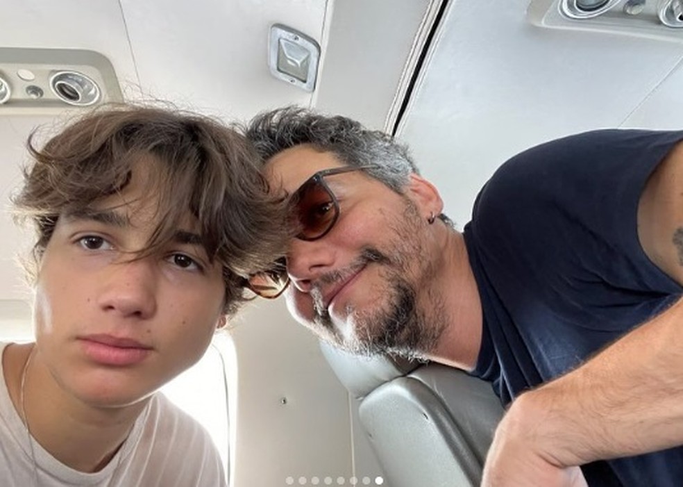 Wagner Moura com o filho mais velho, Bem — Foto: Reprodução/Instagram