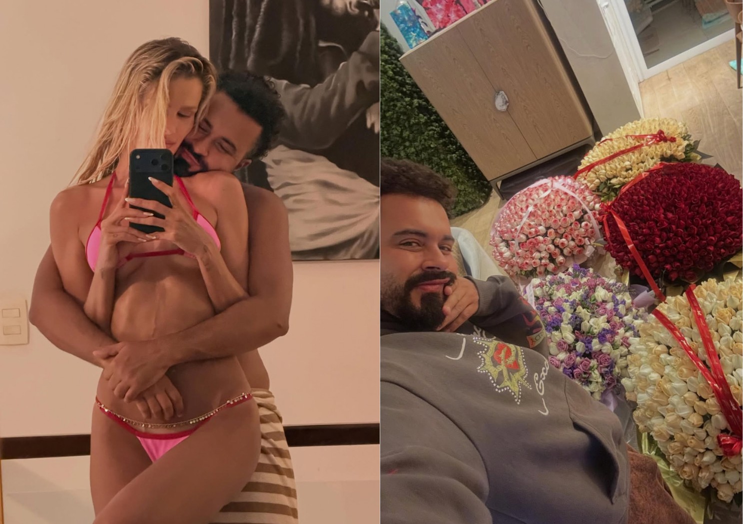 Namorado parabeniza e mostra buquês de flores no aniversário de 38 anos de Yasmin Brunet: 'Te amo'; veja fotos