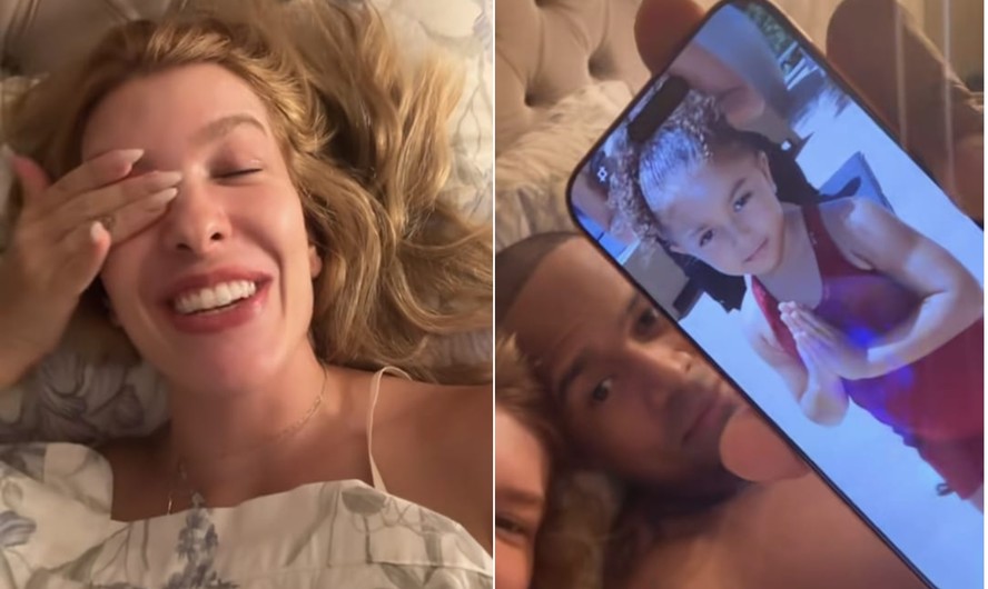 Léo Santana se derrete com beleza da filha Liz e Lore Improta brinca com ciúmes do cantor