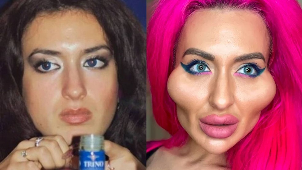 Anastasia Pokreshchuk antes e depois da transformação  — Foto: Reprodução / Redes Sociais