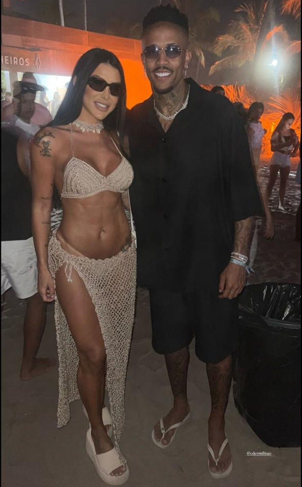 &Eacute;der Milit&atilde;o e Camila Moura, mulher do ex-jogador L&eacute;o Moura &mdash; Foto: Reprodu&ccedil;&atilde;o