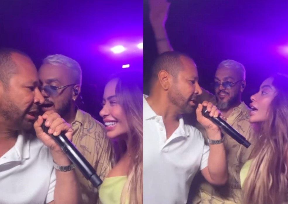 Neymar Pai e Rafaella Santos cantam junto de Belo no anivers&aacute;rio do m&eacute;dico Derek Camargo, em Salvador &mdash; Foto: Reprodu&ccedil;&atilde;o/Instagram