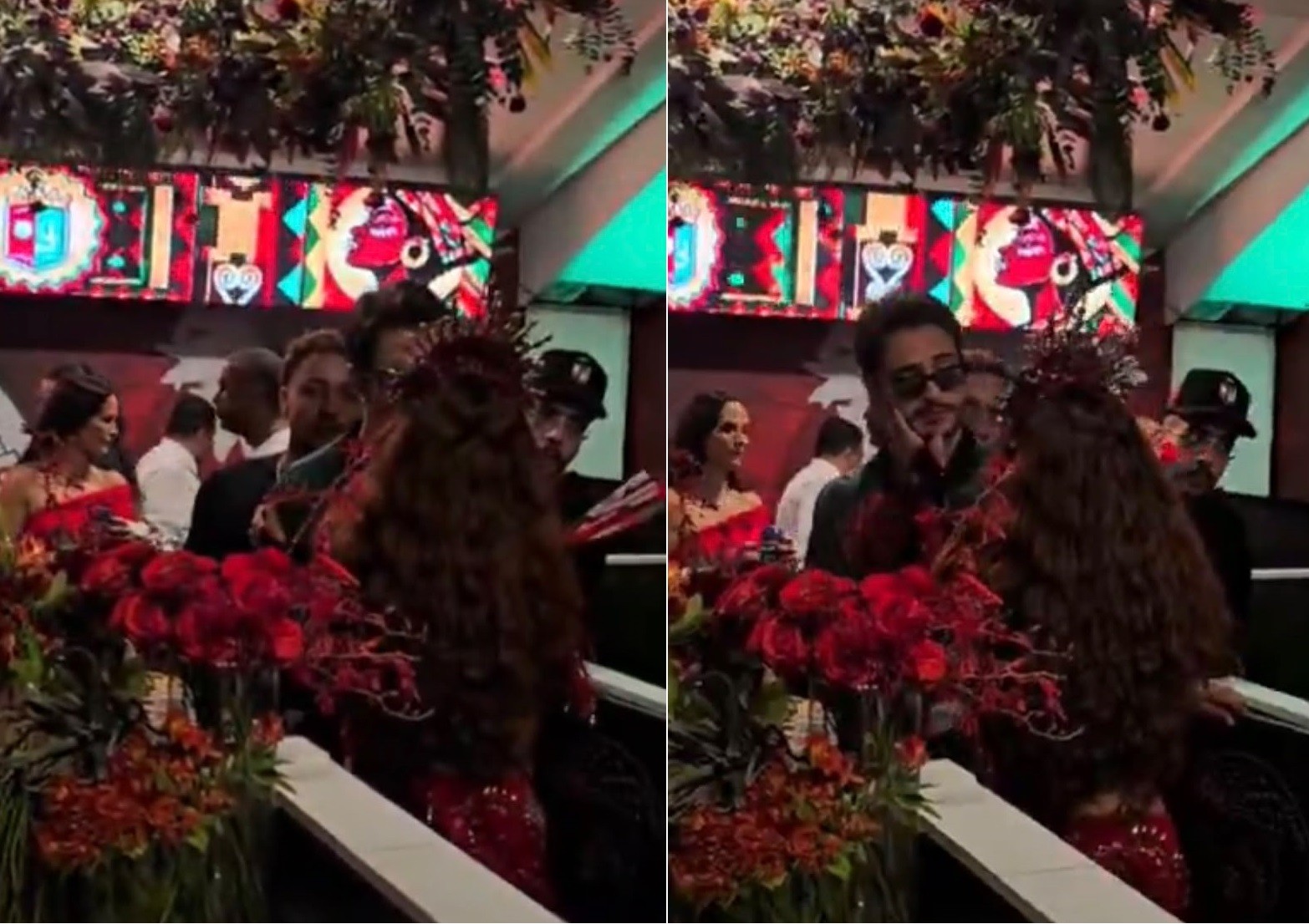 Anitta beija Danilo Mesquita na Grande Rio e limpa batom da boca do ator; vídeo