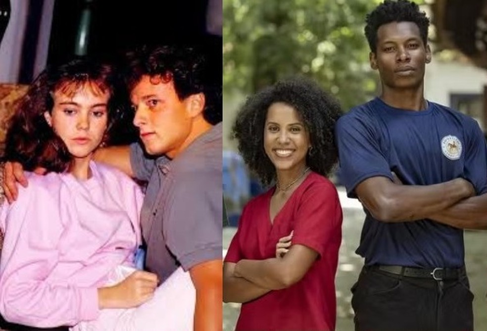 Fernanda e André nas duas versões de 'Vale tudo' — Foto: Reprodução e Divulgação