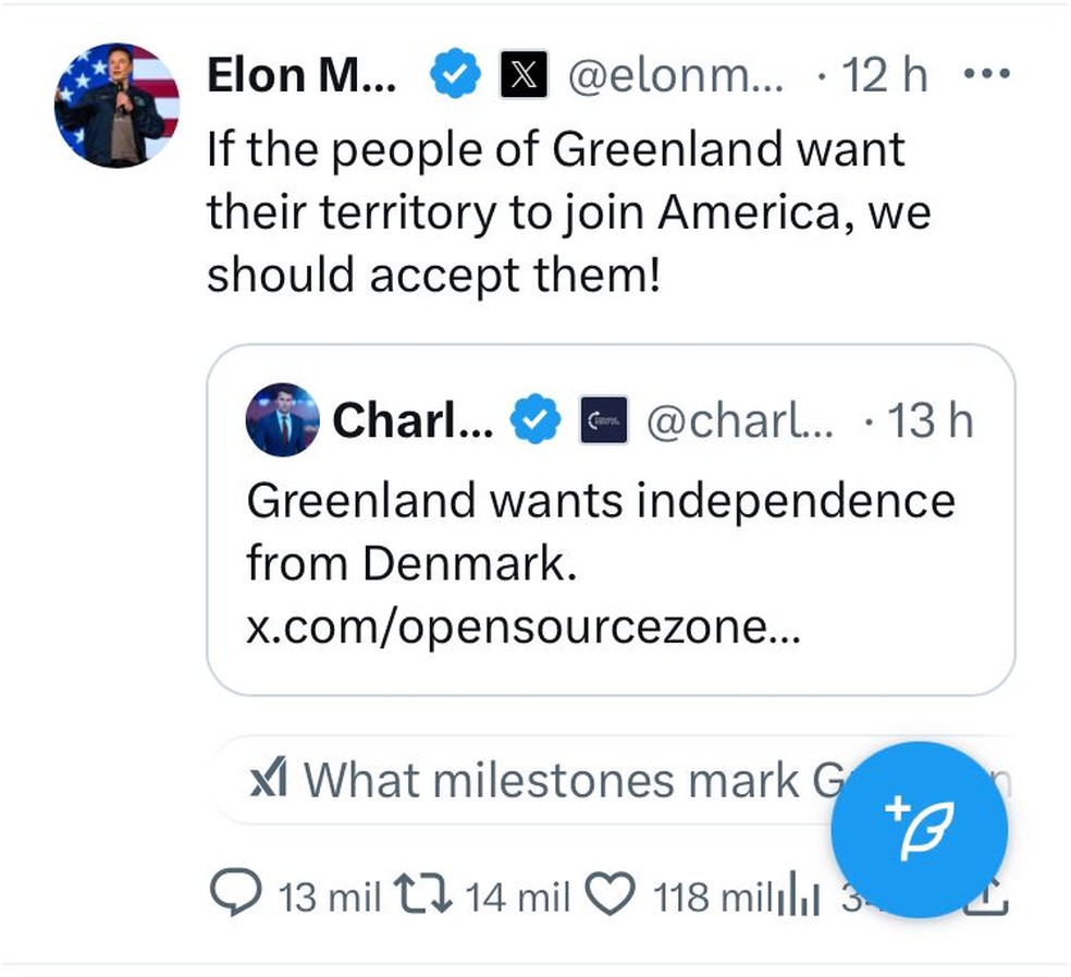 Tweet do Musk — Foto: Reprodução