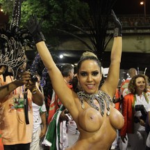 Mulher Melão de topless no desfile da Grande Rio, em 2014 — Foto: Roberto Moreira