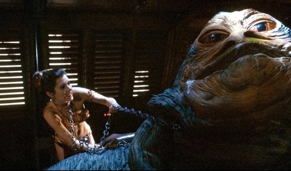 Princesa Leia prisioneira de Jabba, em 'O retorno de Jedi' &mdash; Foto: Reprodu&ccedil;&atilde;o