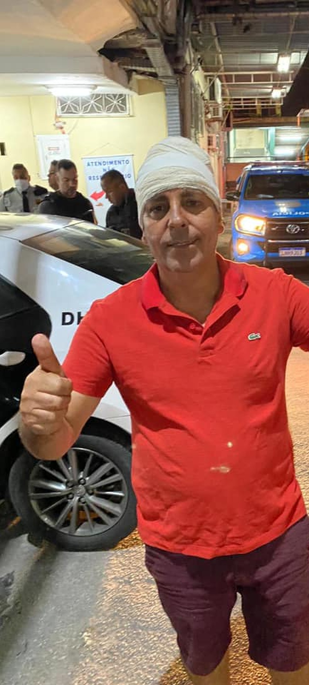 Zico Bacana também foi baleado em 2020, enquanto estava em um bar em Anchieta. Ao deixar hospital, falou que foi uma tentativa de homicídio — Foto: Reprodução