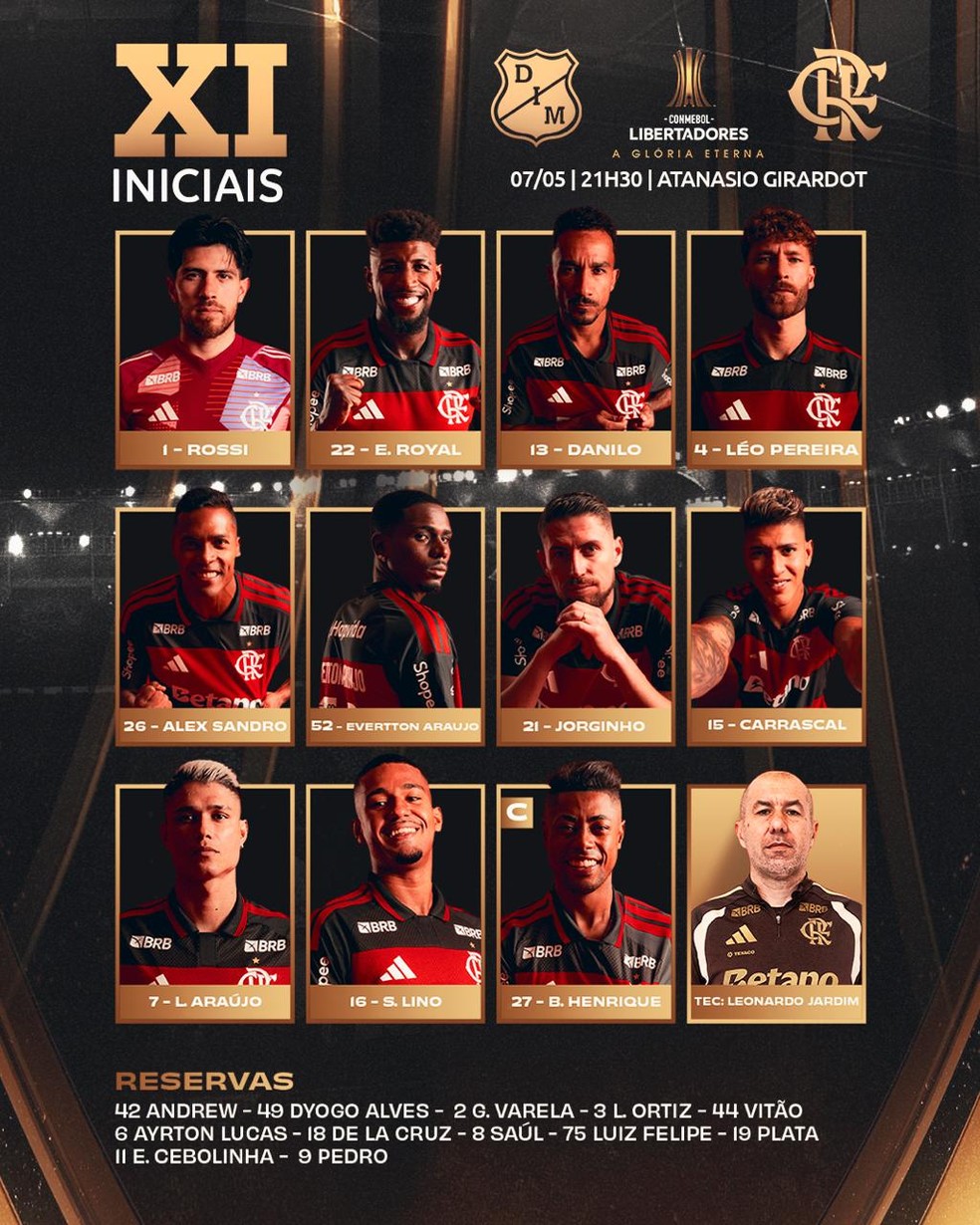 Com Carrascal titular, Flamengo tem time misto para encarar Medellín ...