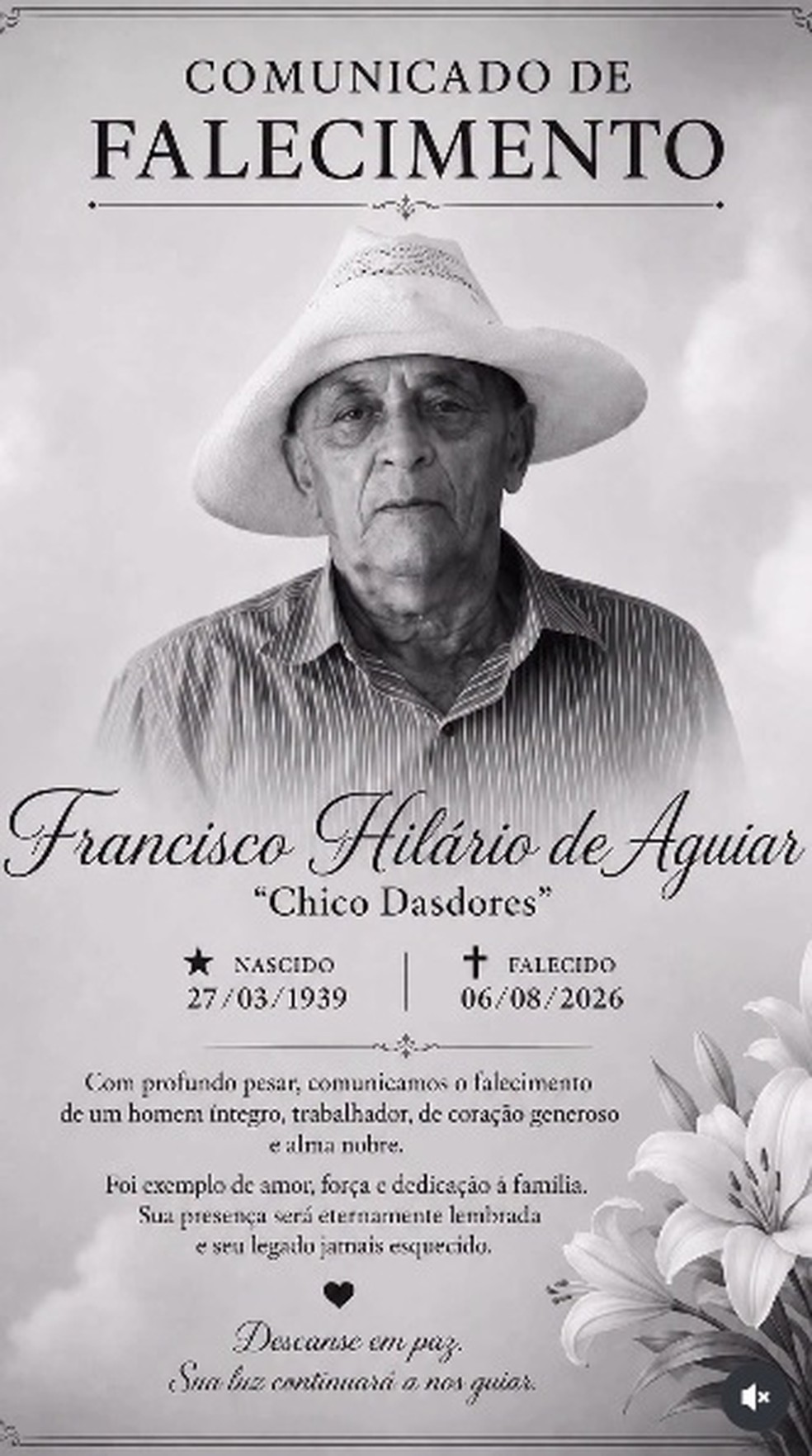 Frank Aguiar lamenta a morte do pai, aos 87 anos — Foto: Reprodução/Instagram