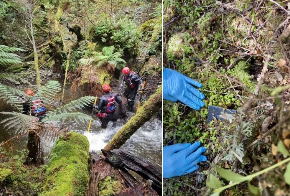 O celular de Celine Cremer foi achado perto do local onde a belga foi vista pela &uacute;ltima vez, em mata da Tasm&acirc;nia &mdash; Foto: Reprodu&ccedil;&atilde;o/Tasmania Police