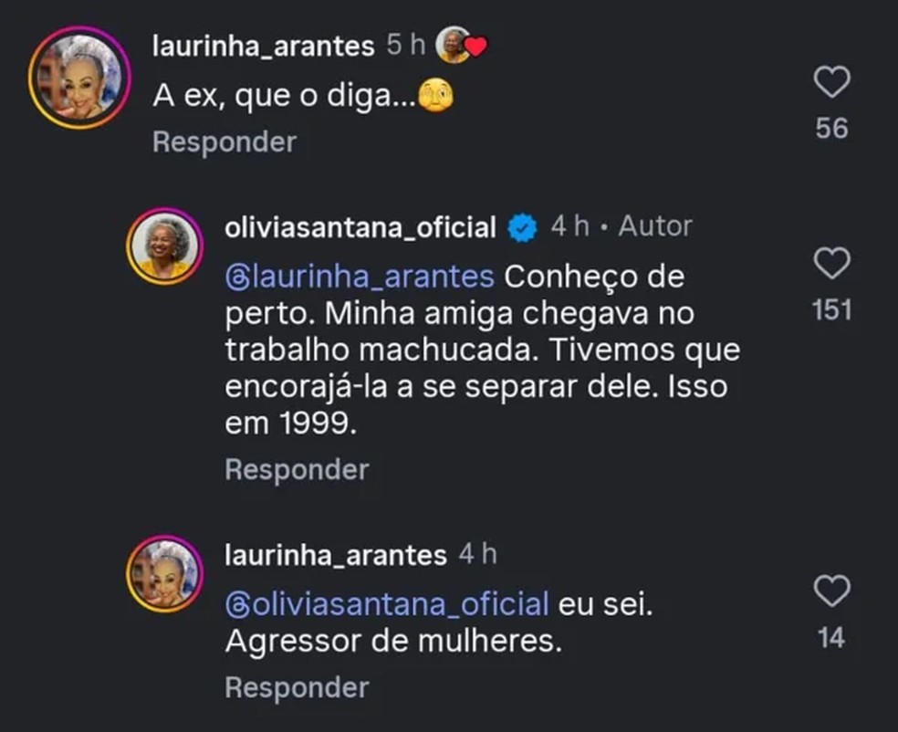Laurinha Arantes e deputada Olívia Santana fazem acusações contra Edson Gomes — Foto: Reprodução/Instagram