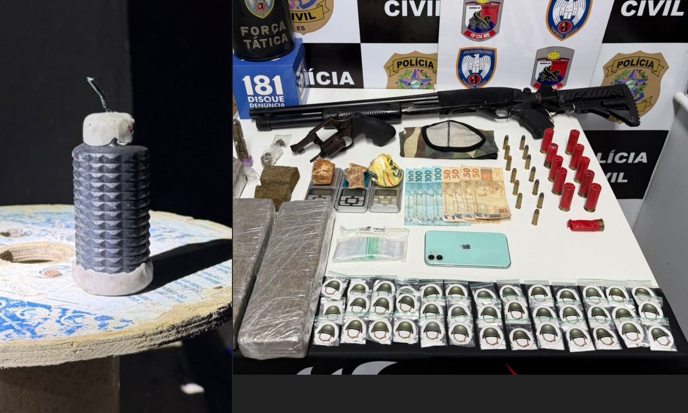 Granada caseira e armas são apreendidas em ação policial contra facção no norte do Espírito Santo - Foto