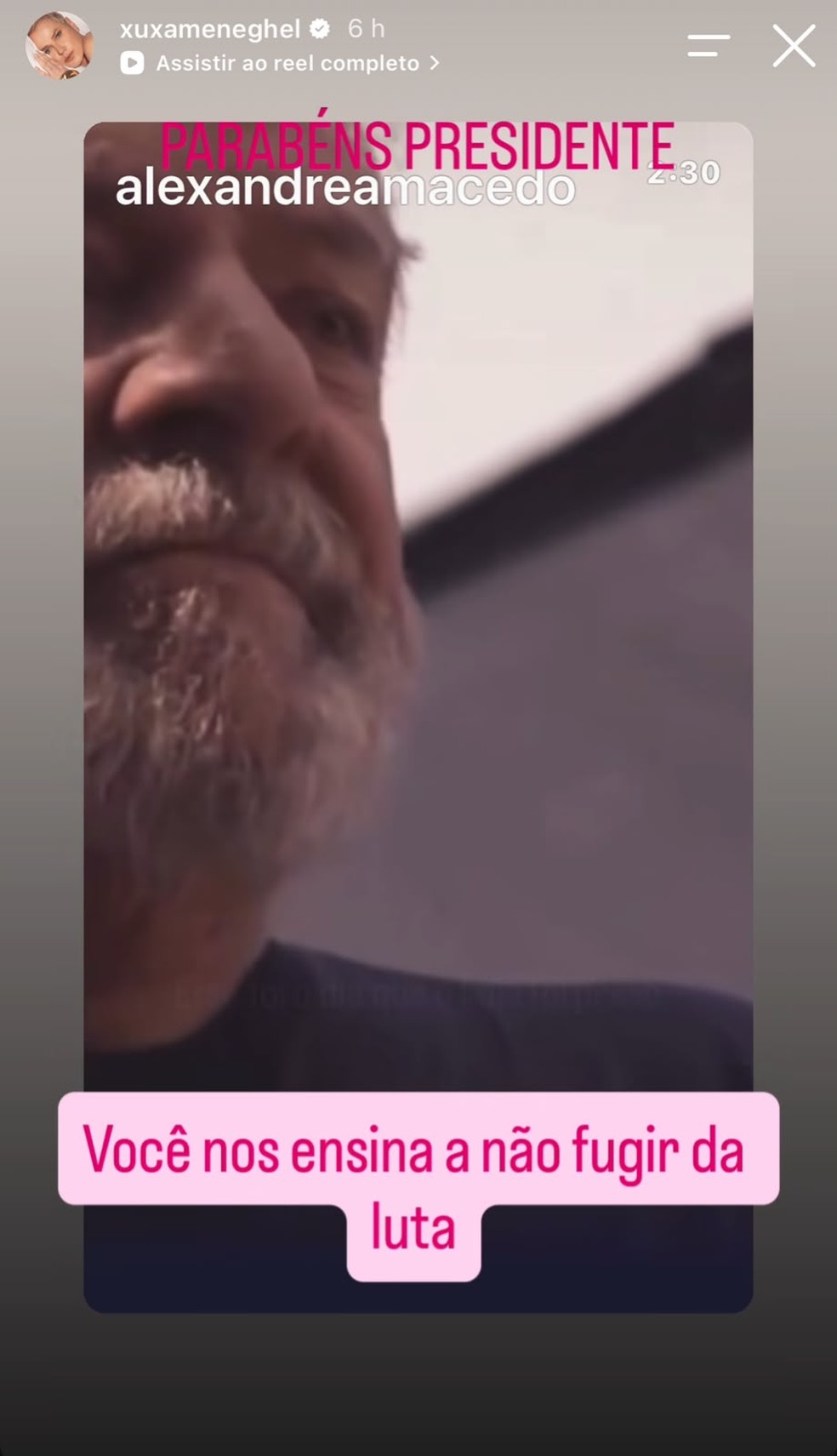 Story da Xuxa — Foto: Redes sociais