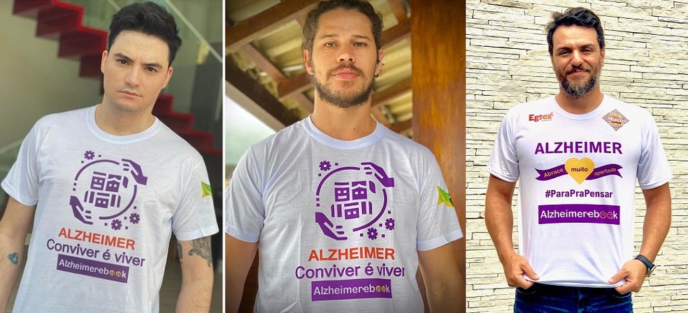 Felipe Neto, José Loreto e Rodrigo Lombardi aderiram a campanha "Alzheimer, conviver é viver" — Foto: Divulgação