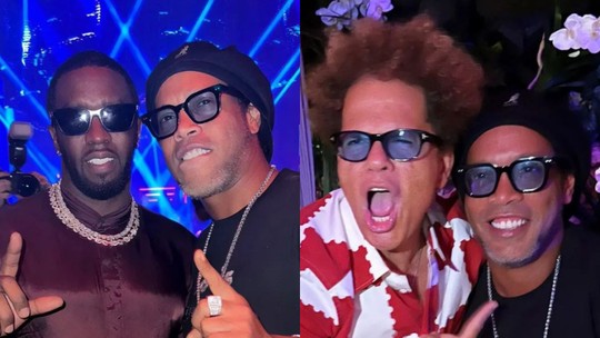 Ronaldinho posa com Diddy e Romero Britto e agita fãs: 'Brabo demais'