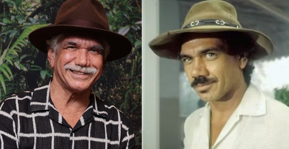 Jackson Antunes hoje e em 1993, quando interpretou Damião, em "Renascer" — Foto: Fotos de Fábio Rocha/Rede Globo/Divulgação e Reprodução