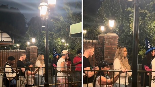 Fã filma Mariah Carey em fila de brinquedo da Disney; vídeo Fã filma Mariah Carey em fila de brinquedo da Disney; vídeo