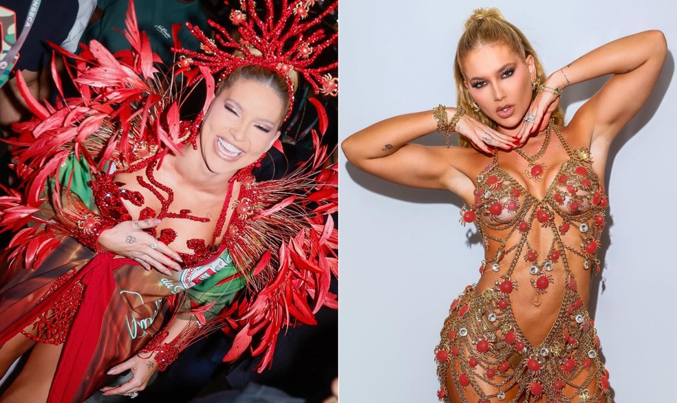 As fantasias de Virginia nos ensaios de carnaval da Grande Rio — Foto: Reprodução/Instagram