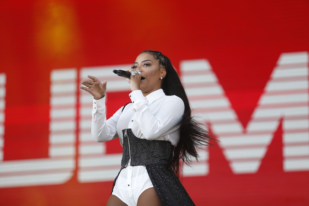 Ludmilla em sua estreia no Rock in Rio, em 2019, no Palco Sunset — Foto: Brenno Carvalho/2019