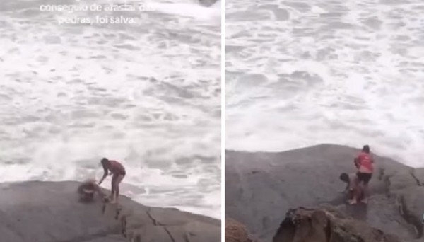 Turistas são arrastados por ondas ao fazer selfie em dia de ressaca no Rio