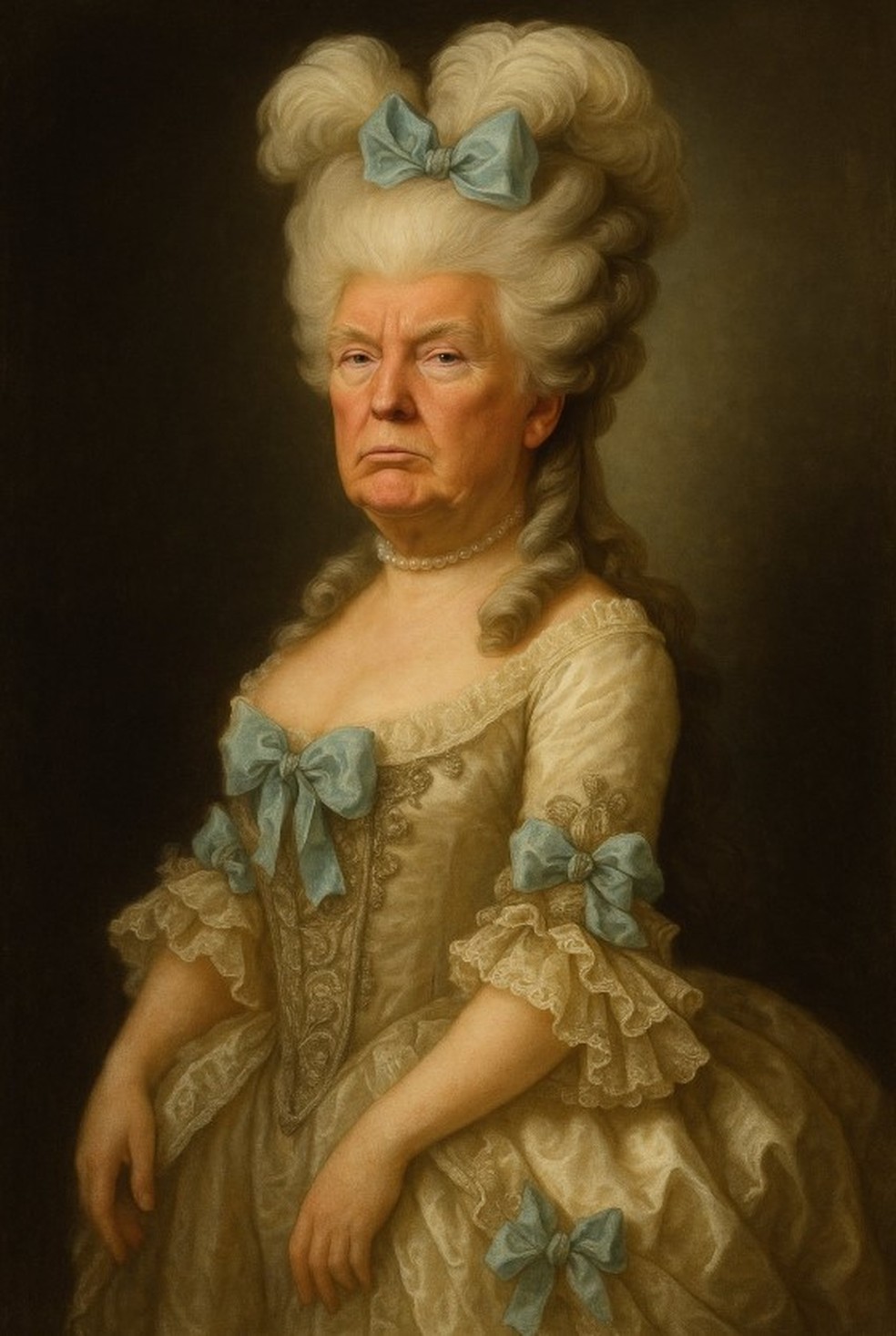 Donald Trump retratado como Maria Antonieta — Foto: Reprodução/X