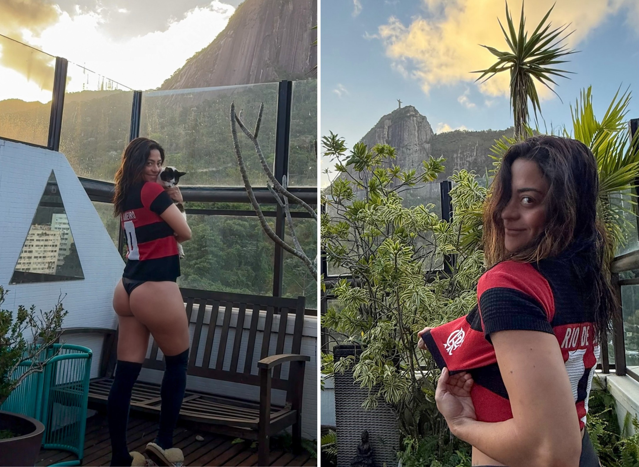 Vai, Flamengo! Carol Castro posa de biquíni e aposta em vitória rubro-negra; fotos - QTU Questões do Universo