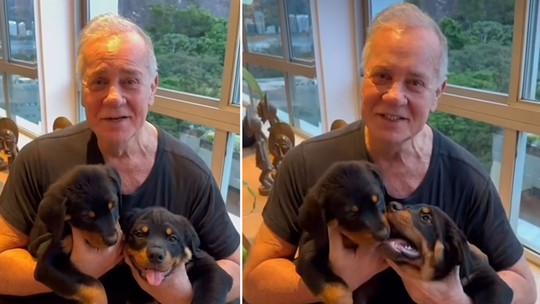Luiz Fernando Guimarães celebra 76 anos com nova dupla canina em sua coleção