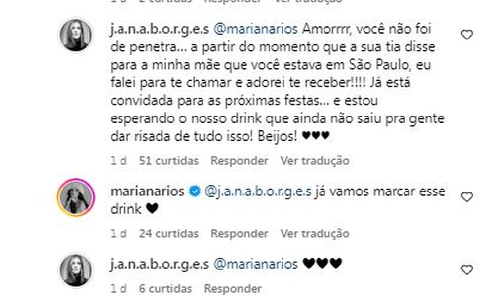 Mriana Rios e Jana Borges se tornaram amigas após invasão em casamento — Foto: rep/instagram