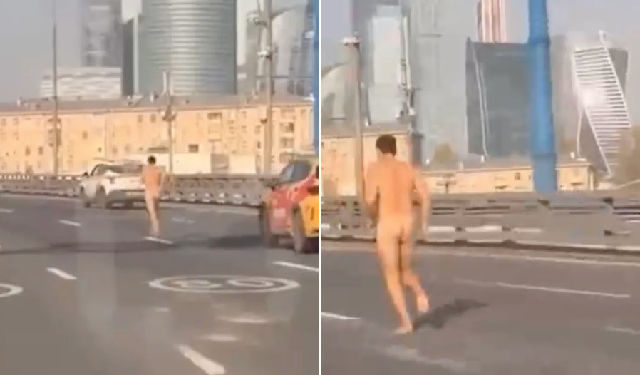 Motorista é visto correndo pelado por rodovia após causar engavetamento